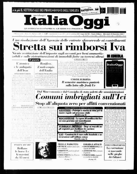 Italia oggi : quotidiano di economia finanza e politica